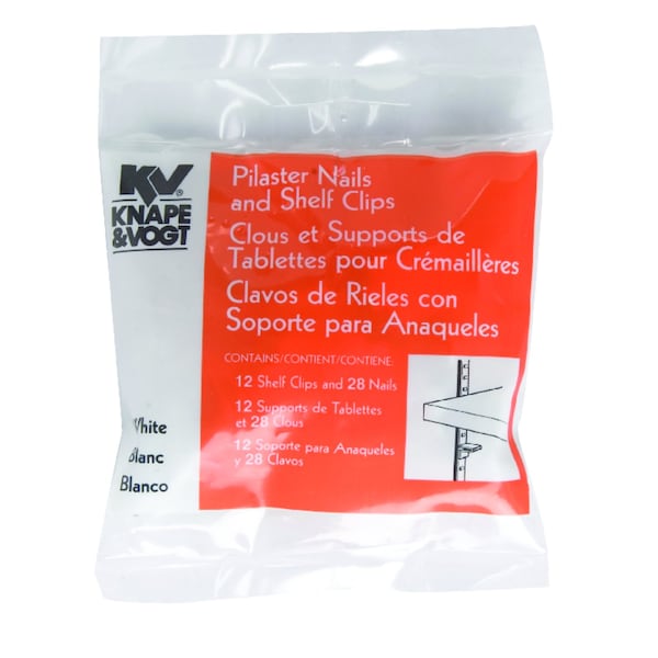 Knape & Vogt White Steel Pilaster Nails and Shelf Clips 23 Ga. 25 lb